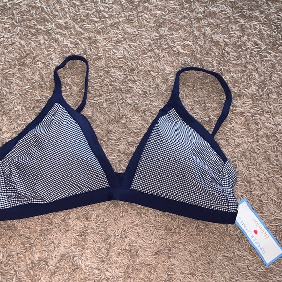 NWT Draper James Bikini Set Banded Bralette Sz M & Hipster Sz L Navy Gingham - Picture 2 of 7